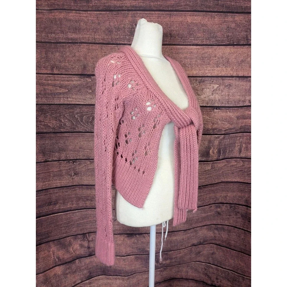Y2K Bebe Fairy Pink tie-front cardigan‎ ballet core coquette shrug Jrs Med - Picture 2 of 10